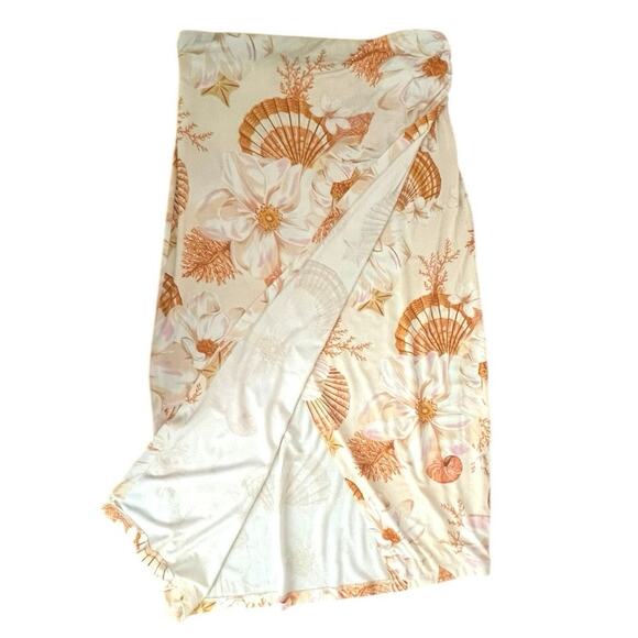 Farm Rio Getaway Seashell Faux Wrap Midi Skirt Size M - Picture 3 of 10